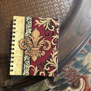 Decorative Red and Gold Spiral Notebook - Home Office 5”x7”